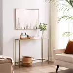 Canvas Metal Dresuar Decorative Coffee Corner Console - Gold