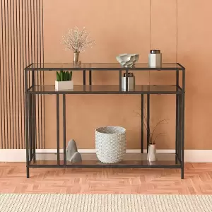 Venice 100cm Dresuar Coffee Corner Decorative Shelf Console Smoked Glass