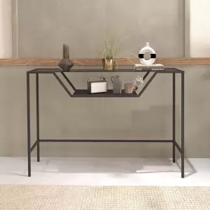 Decorative Coffee Corner Console with Shelves Smoked Glass - Black Chipboard