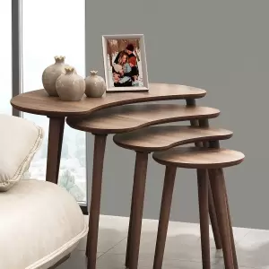 Moon 4 Quartet Mdf Wooden Zigon Coffee Table - Walnut