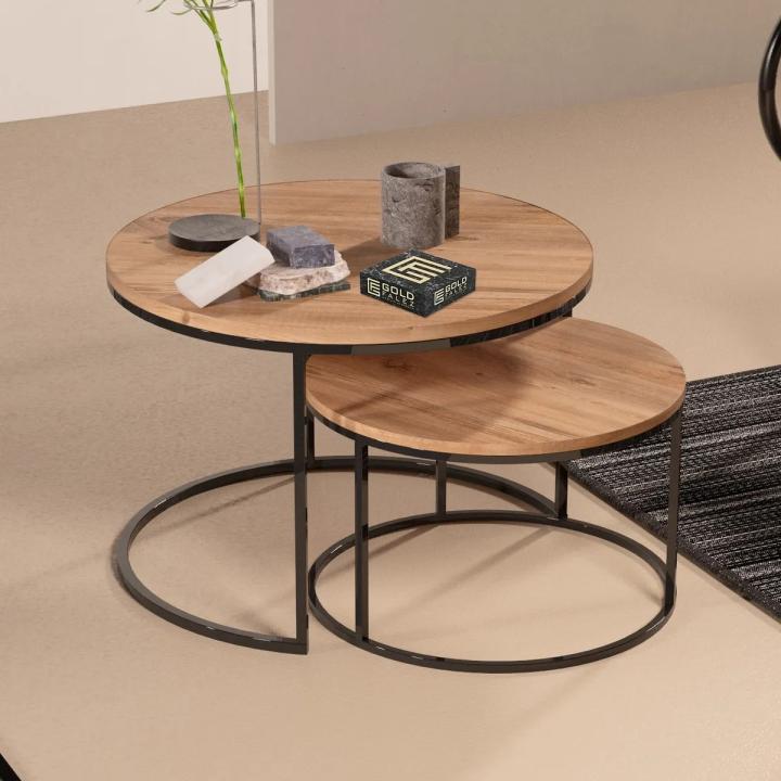 2-Piece Round Middle Coffee Table Set