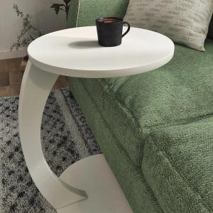 Wheeled C Coffee Table ,Sofa Coffee Table ,Side Table-White