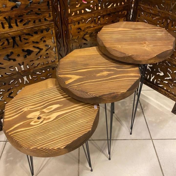 Natural Solid Wood Nesting Coffee Table 3 Piece