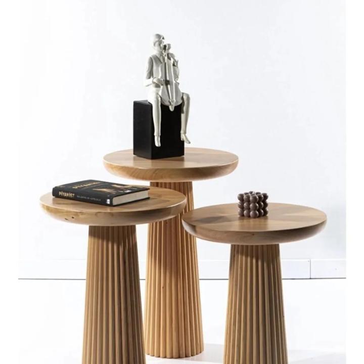 Set of 3 Wick Cork Coffee Table