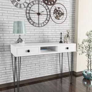 Console Table With Drawers-White