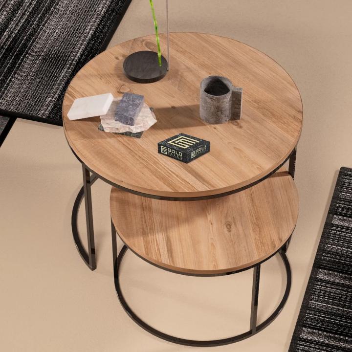 2-Piece Round Middle Coffee Table Set