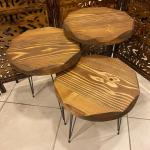 Natural Solid Wood Nesting Coffee Table 3 Piece