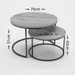 2-Piece Round Middle Coffee Table Set