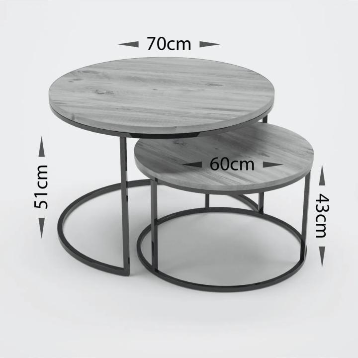 2-Piece Round Middle Coffee Table Set