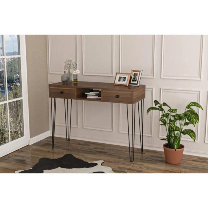 Console Table With Drawers-Walnut