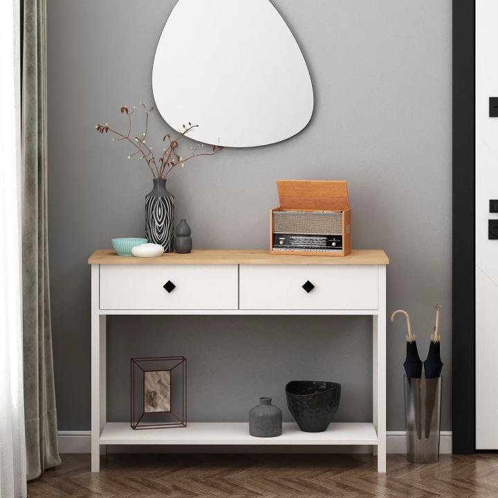 Console Table With Drawers-White