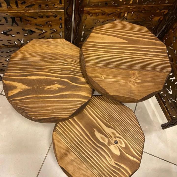 Natural Solid Wood Nesting Coffee Table 3 Piece