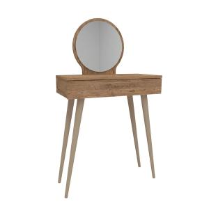 Console Table With Mirror And Drawers-Walnut