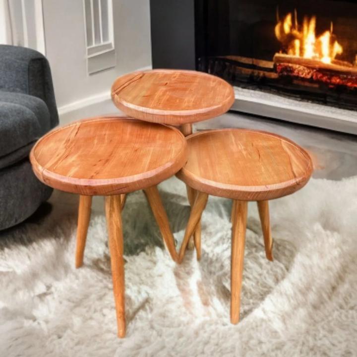 Natural Solid Wood Nesting Coffee Table 3 Piece