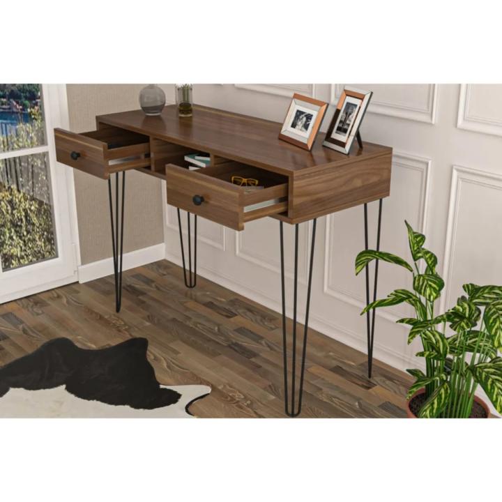 Console Table With Drawers-Walnut