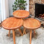 Natural Solid Wood Nesting Coffee Table 3 Piece